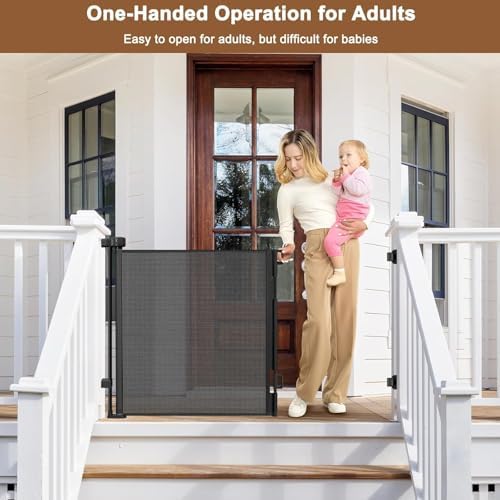 Weatherproof 72" Wide Outdoor Retractable Baby Gates, 6 Ft Outdoor Dog Gate - Image 7