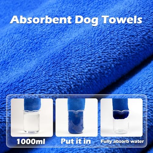 MICOOYO Dog Towels for Drying Dogs 3 Pack, Ultra Absorbent Microfiber Pet Bath - Image 4