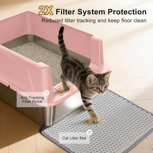 FURTIME Stainless Steel Cat Litter Box, Small Cats Metal Litter Box - Image 2