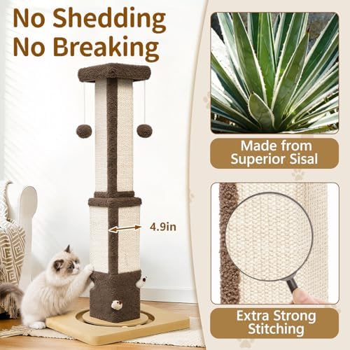 33.8" Tall Sisal Vertical Cat Scratching Post - Image 3