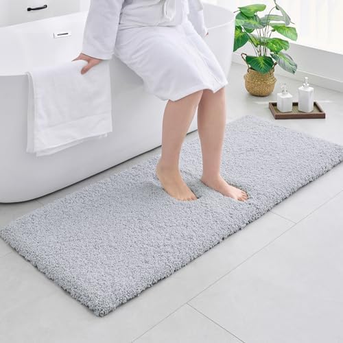 Disolla Silver Grey Bathroom Runner Rug 24x70, Plush Extra Large Bath Mat by Disolla