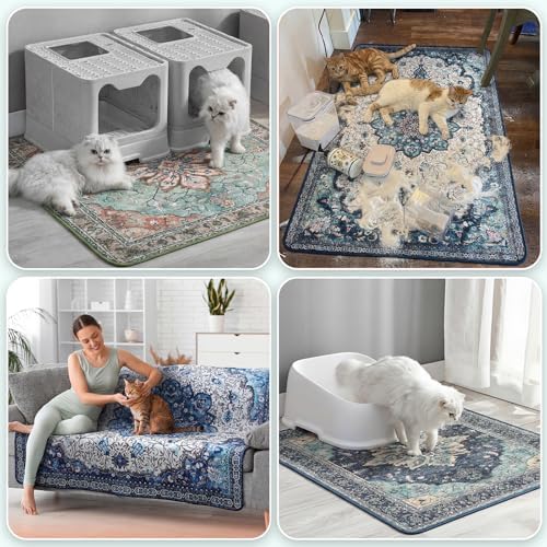 Hompet Cat Litter Mat 2 Pack, 36x60 Large Machine Washable Trapping Mats - Image 4