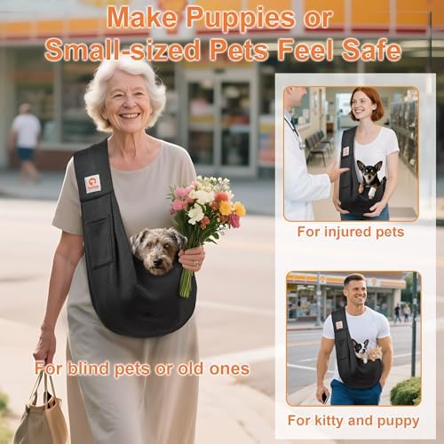 Tomkas Small Dog Cat Sling Carrier Puppy Purse Travel Wrap Soft Crossbody Pet - Image 4