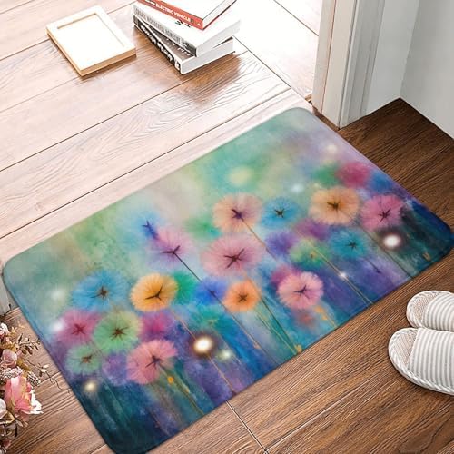 Colorful Watercolor Flowers Bath Mat 24x16 Inch Non-Slip Soft Microfiber - Image 6