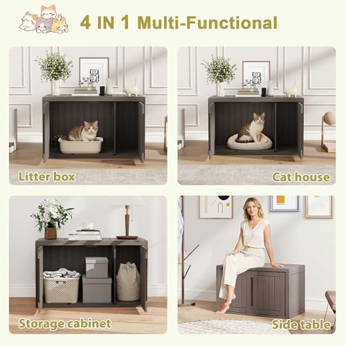 Cat Litter Box Enclosure, Hidden Enclosed Litter Box Furniture - Image 5