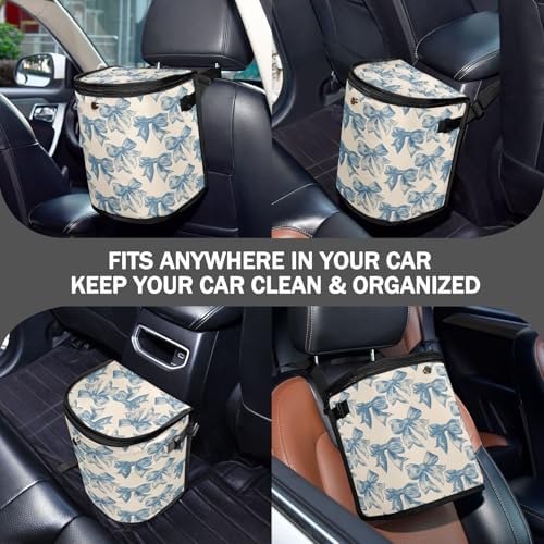 Car Trash Can Blue Bow Car Garbage Bag - Image 3