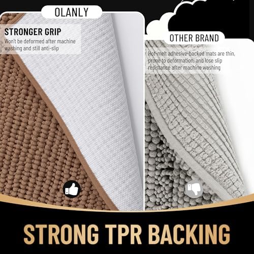 OLANLY Thick Chenille Large Bathroom Rugs 70x46, Absorbent Bath Mat - Image 5