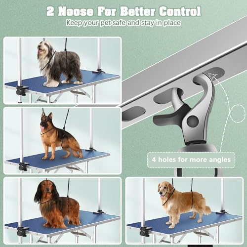 Lyromix 36'' Stainless Steel Pet Dog Grooming Table, Arm/Noose/Tray - Image 3