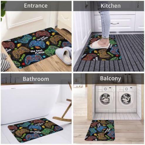 Video Game Controller Background Bath Mat 24x16 Inch Non-Slip Soft Microfiber - Image 7