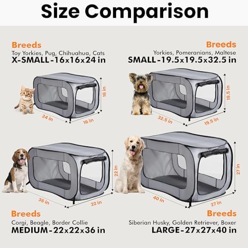Portable Collapsible Pop Up Kennel, 32.5"L x 19.5"W x 19.5"H - Image 3