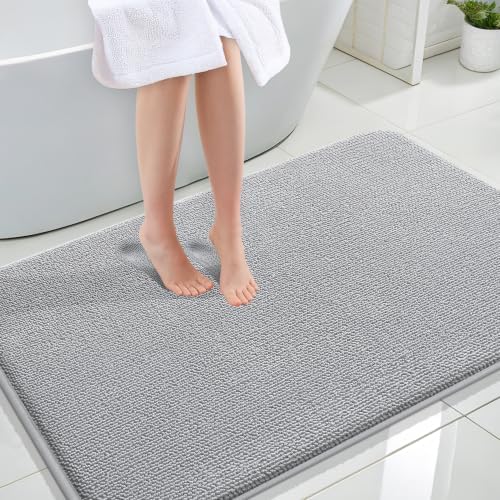 OLANLY Memory Foam Large Bathroom Rug 44x32, Absorbent Bath Mat, Light Grey by OLANLY