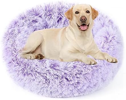NOYAL Donut Dog Bed for Small Medium Pets, Plush Calming Faux Fur by Noyal