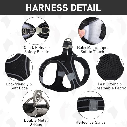 GAMUDA Small Dog Harness Collar and Leash Set, Step in No Chock No Pull Linen - Image 3
