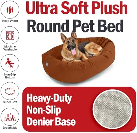 Majestic Pet 52 Inch Suede Calming Dog Bed Washable – Cozy Soft Round Dog Bed - Image 6
