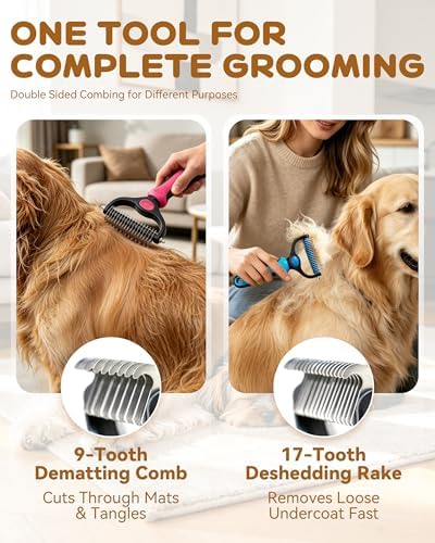 Tool, 2-In-1 Double-Sided Grooming Tool, Pet Shedding Remover Rounded-Tooth Comb - Image 5