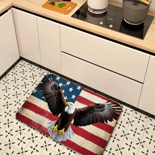 American Flag Bathroom Rugs, Non Slip Quick Dry Bald Eagle Bath Mats - Image 7