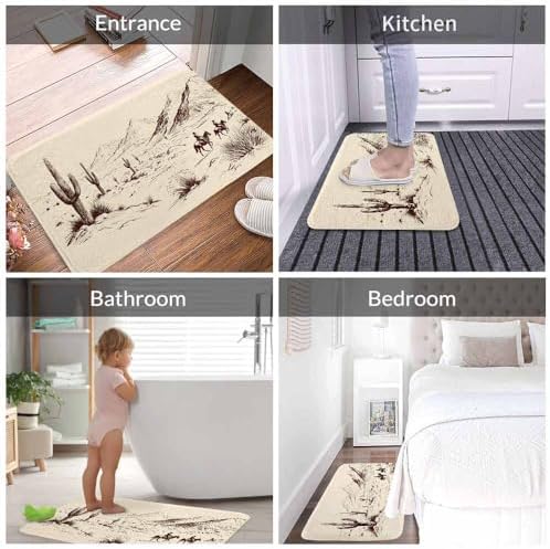 Cowboys Bath Mats for Bathroom Wild West Desert Lanscape Silhouette Prairie - Image 4