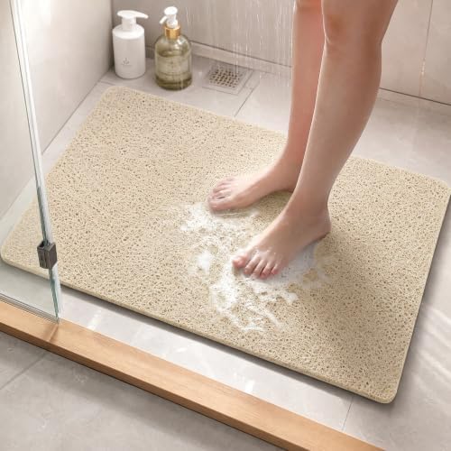 Shower Mat Non Slip, 16 x 24 Inch, Soft PVC Loofah Bath Mats by BLESWIN