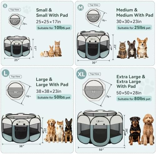 Siedihit Dog Playpen Tent Crate Cage Indoor Outdoor Travel Extra Large Grey - Image 2
