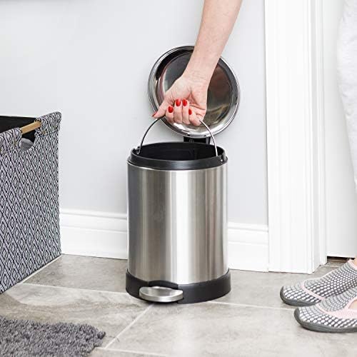 Glad Small Trash Can, 1.2 Gallon | Round Stainless Steel Garbage Bin - Image 5
