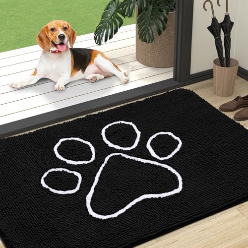 OLANLY Dog Door Mat for Muddy Paws 47x32, Paw Print Design Chenille Mud Mat by OLANLY