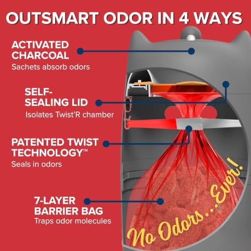 Red Rocket Kitty Twist'R Plus Cat Litter Disposal System, Litter Trash Can - Image 3