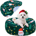 Christmas Round Replacement Dog Bed Elastic Edged Washable Pet Bed Protector by Hoopttay