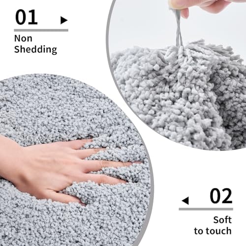 Disolla Silver Grey Bathroom Rugs 20x32, Non-Slip Plush Thick Bath Mat - Image 4