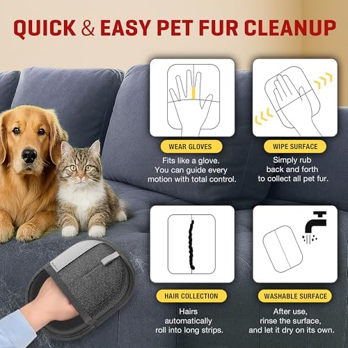3Pcs Pet Hair Removal Glove for Dogs & Cats, Newly Upgraded Reusable - Image 3