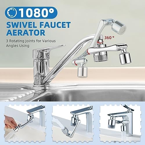 CECEFIN Sink Filter for Bathroom/Kitchen Water Faucet Extender, 1080 Swivel - Image 3