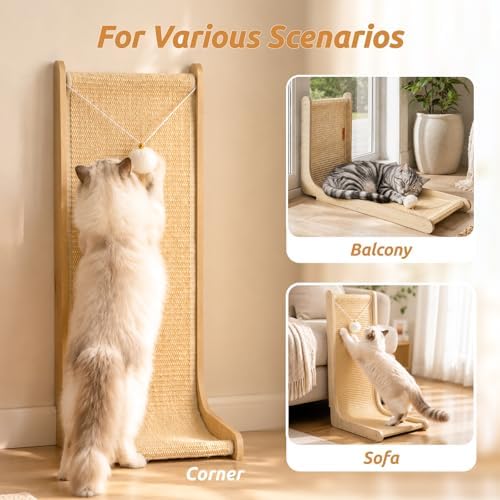 26.8" Sisal Cat Scratcher for Indoor Cats, Wooden Cat Furniture - Image 6