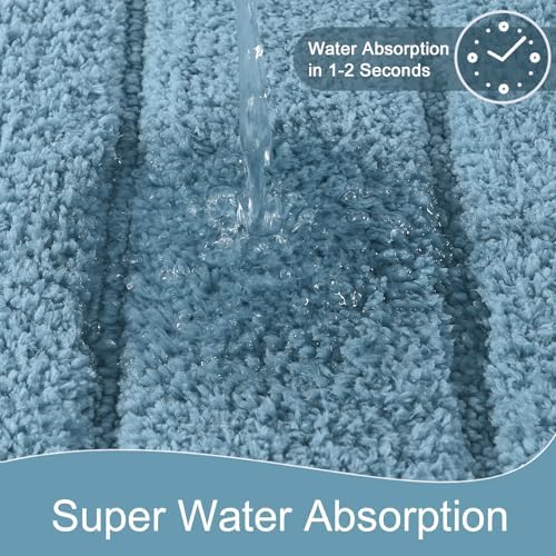 AROGAN Luxury Long Bathroom Runner Rugs 24x60 Inch Bath Rug, Aqua Blue - Image 5