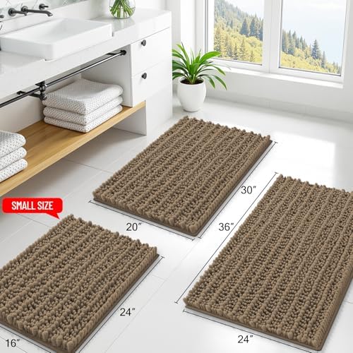 Smiry Bathroom Rugs 35X24, Extra Soft Rubber Backing Chenille Bath Mats - Image 2