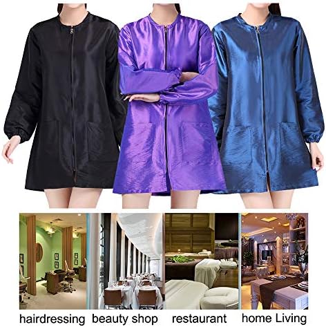 TOPTIE Salon Jacket with Long Sleeve, Unisex Satin Grooming Smock - Image 4