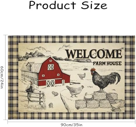 Giwawa Farmhouse Rooster Bath Rug Country Chicken Shower Rug Absorbent Bath - Image 3