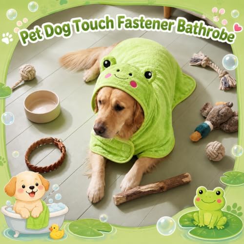 Cuffbow Frog Hooded Dog Bath Towel Robe - Image 6