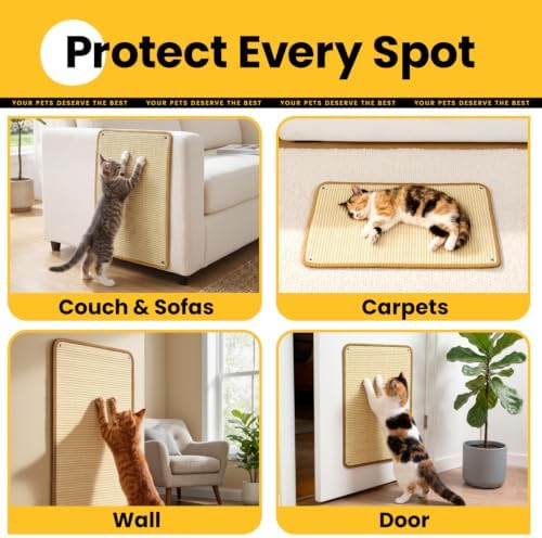 Conlun Cat Wall Scratcher, Dual Mount Sisal Scratching Mat - Image 7