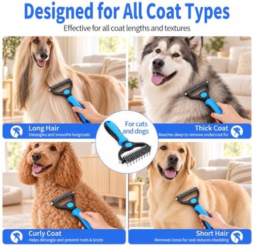 2Pcs Dematting Comb, Pet Grooming Rake & Metal Comb & Flea Comb - Image 2
