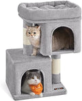 Feandrea Cat Tree, 26.4-Inch Small Cat Tower, Cute Plush Condo, Light Gray by FeandreabySONGMICSHOME