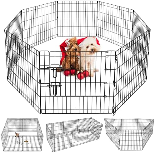 Puppy Pet Playpen 8 Panel 24 Inch Indoor Outdoor Metal Portable Folding Animal by Artmalle