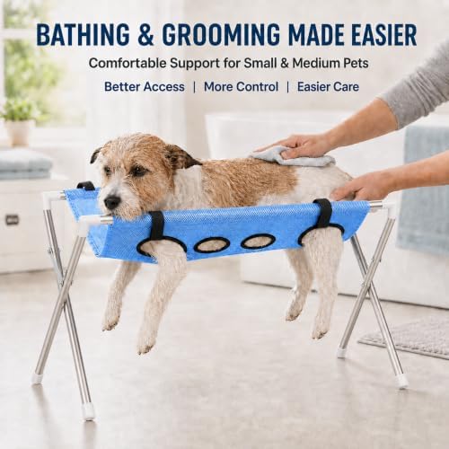Dog Grooming Hammock with Stand, Foldable Pet Grooming Table and Bathing Station - Image 2