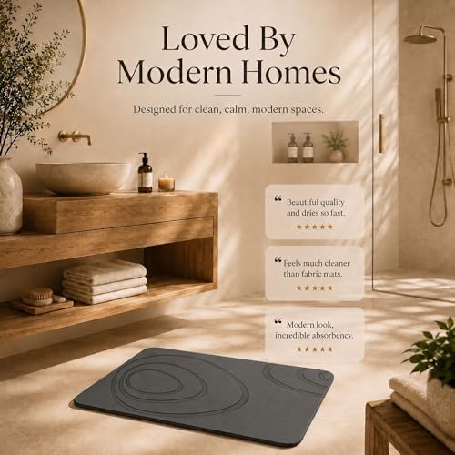 Stone Bath Mat for Bathroom, Diatomaceous Earth Shower, Dark Gray - Image 6