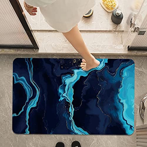 Bath Mat Rug, Deep Blue Gold Marble Non Slip Quick Dry Super Absorbent Thin - Image 7