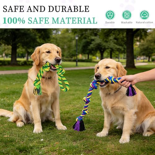 Dog Rope Toys for Large/Medium Aggressive Chewers, Tough Cotton Chew Toy - Image 2