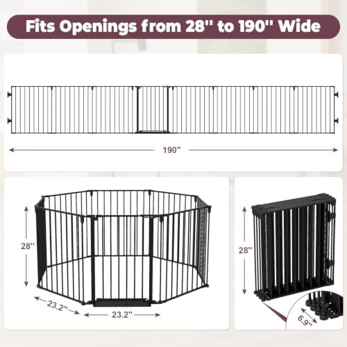 190" Extra Wide Baby Gate Playpen, Adjustable Baby Fence Play Yard - Image 3