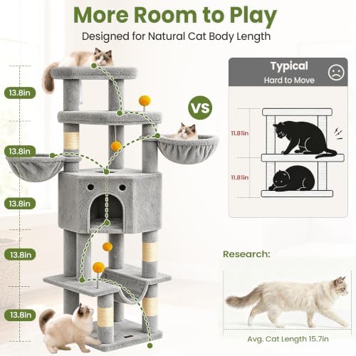 Cat Tree Tower for Indoor Large Adult Cats, 73in Tall Heavy Duty - Image 4