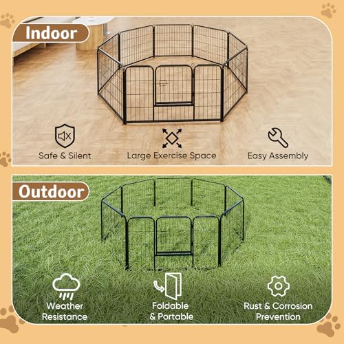 DUMOS Dog Playpen 32 Inch 8 Panels Indoor Outdoor Metal Pet Fence - Image 6