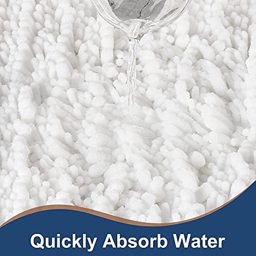 Luxury Chenille White Bathroom Rugs Sets 2 Piece, Thickened Hot Melt Rubber - Image 4