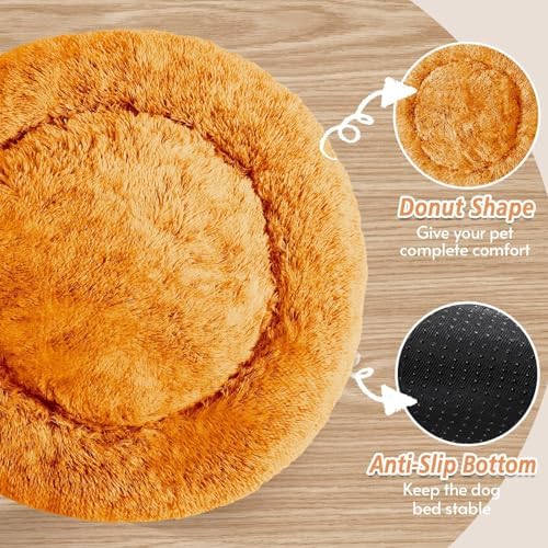 JOLLYVOGUE Calming Dog Beds Large Sized Dog, 36in Donut Washable Large Pet Bed - Image 3