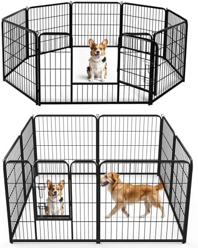 DUMOS Dog Playpen 32 Inch 8 Panels Indoor Outdoor Metal Pet Fence by DumosLifestyle